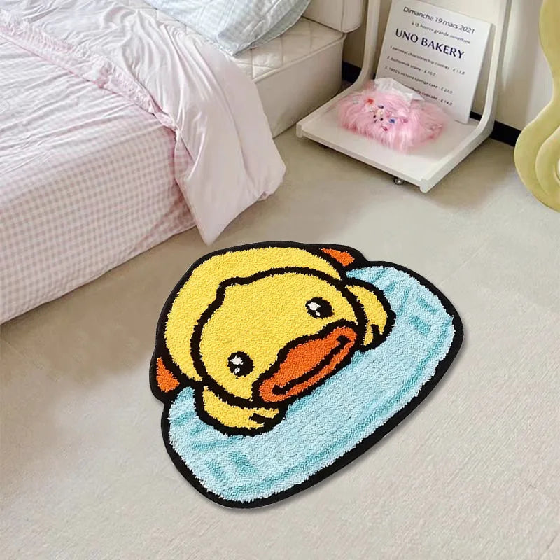 VIKAMA - Alfombra de pato con dibujos animados para baño, antideslizante, absorbente, para dormitorio, cama, suave y cómoda, para decoración del hogar