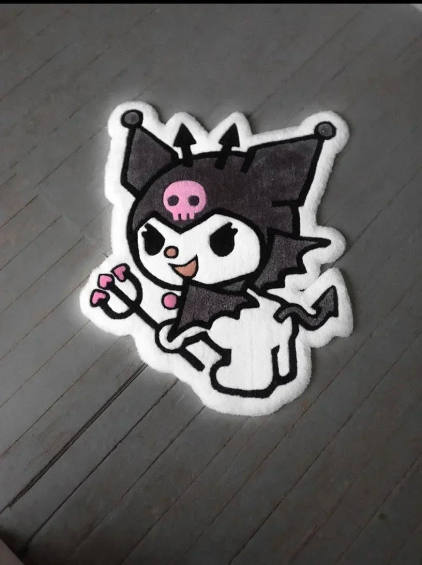 Sanio Kuromi Plush Carpet Floor Mat Cartoon Thick Cushion for Kids's Bedroom Bedside Living Room Sofa Home Decor Accesorios girl